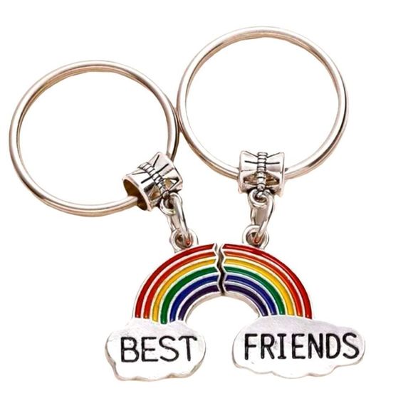 Bespoken For Accessories - NEW Best Friends 🌈  Rainbow Dual Keychains Bag Charms ~ Gift Stocking Stuffer